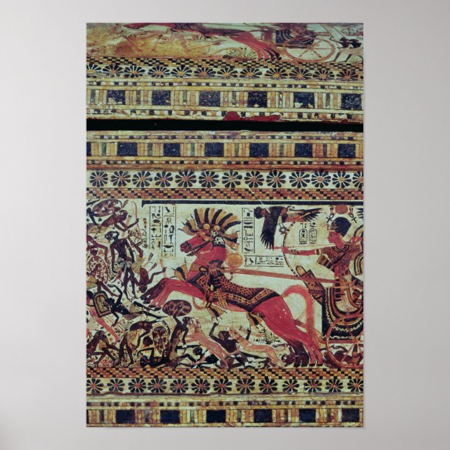 Póster Tutankhamun em sua carruagem atacando africanos (Frente)