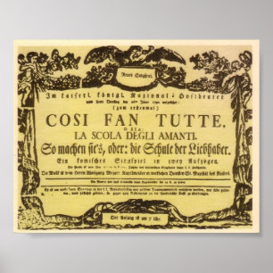 Poster Tutte de fã Così 1790 - Amadeus Mozart