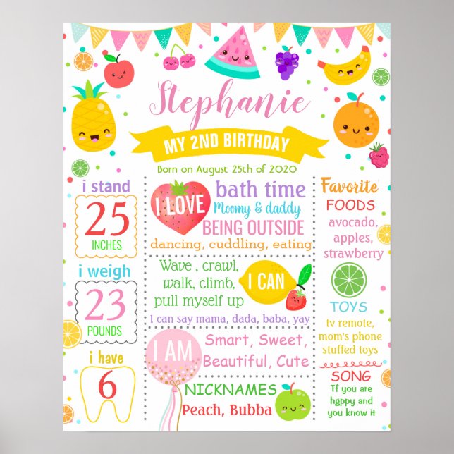 Poster Tutti Frutti Birthday - sinal (Frente)