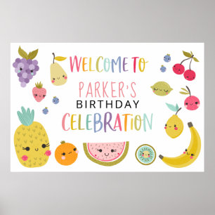 Poster Tutti Frutti Rainbow Festa de aniversário Banner 
