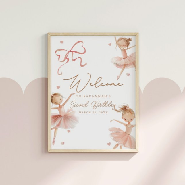 Poster Tutu Cute Boho Ballerina Birthday (Criador carregado)