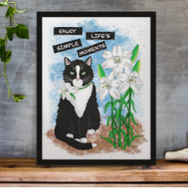 Poster Tuxedo Cat e Lily | Cotação Inspirativa
