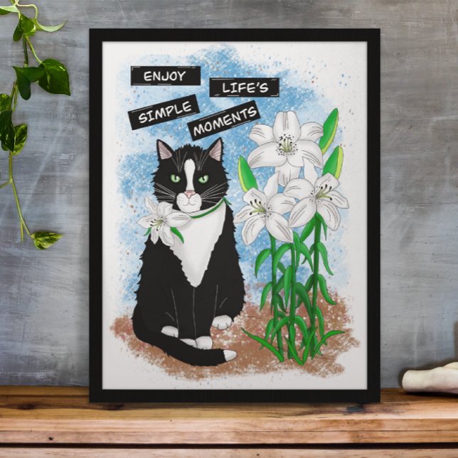 Poster Tuxedo Cat e Lily | Cotação Inspirativa (Criador carregado)