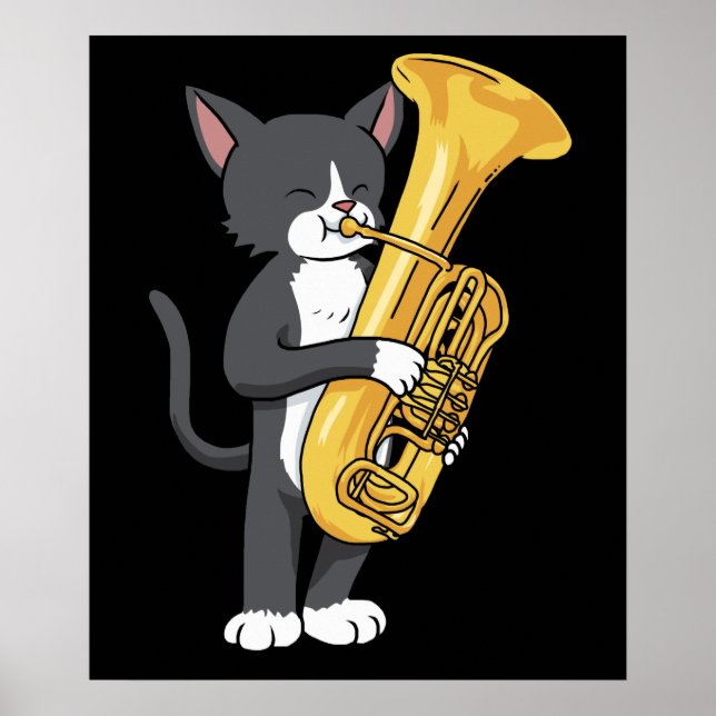 Poster Tuxedo Cat Tuba Oferece Homens Marchando Banda Tub (Frente)