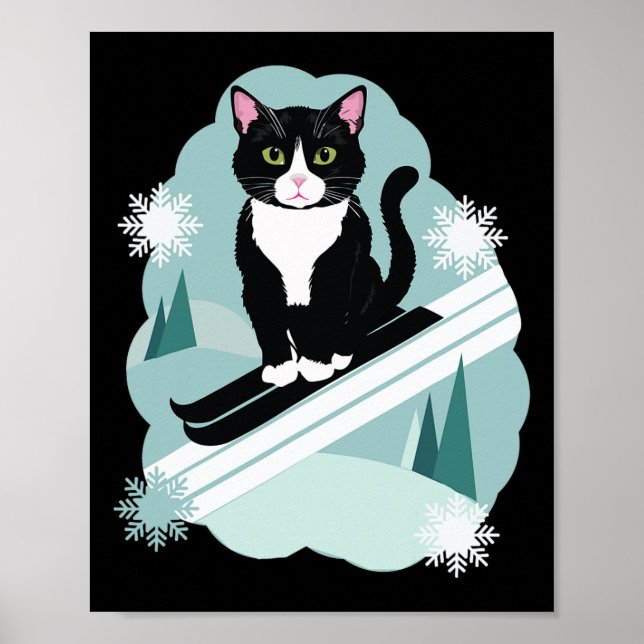 Poster Tuxedo Gatos E Ventiladores Desportivos De Inverno (Frente)