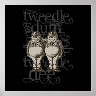 Póster Tweedledum & Tweedledee Grunge (Figura do Solteiro