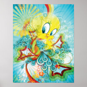 Póster Tweety Em Onda Azul