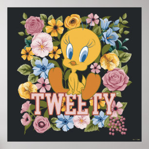 Poster TWEETY™ Gráfico de Bordado Floral