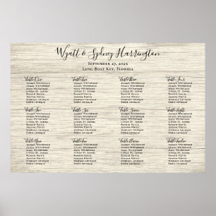 Poster Twelve Table Barn Wood Grain Table Seating Chart