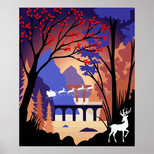 Poster Twilight Forest Christmas Santa Sleigh (Frente)