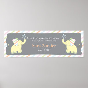 Póster Twin Baby Elephants Banner Ping