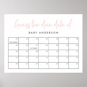 Poster Twin baby shower pink girly modern typography