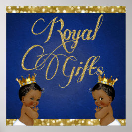 Poster Twin BOYS Africano |Dourado Sinal Glitter Royal Gi