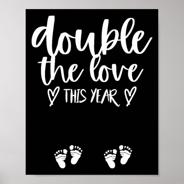 Poster Twin Pregnancy Valentines Day Baby Announcement  (Frente)