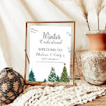 Poster Twin WInter Onderland CHristmas Bem-vindo Aniversá<br><div class="desc">Sinal de boas-vindas para uma comemoração de Natal no interior do inverno A maioria do texto pode ser alterada. É simples personalizar usando suas informações.</div>