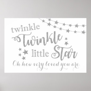 Poster Twinkle Twinkle Little Star Backdrop Silver Sign