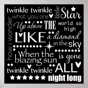 Poster Twinkle Twinkle Pequena Arte em Estrelas