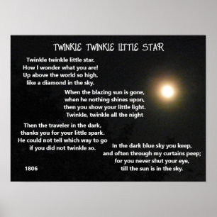Poster TWINKLE TWINKLE PEQUENO poema STAR