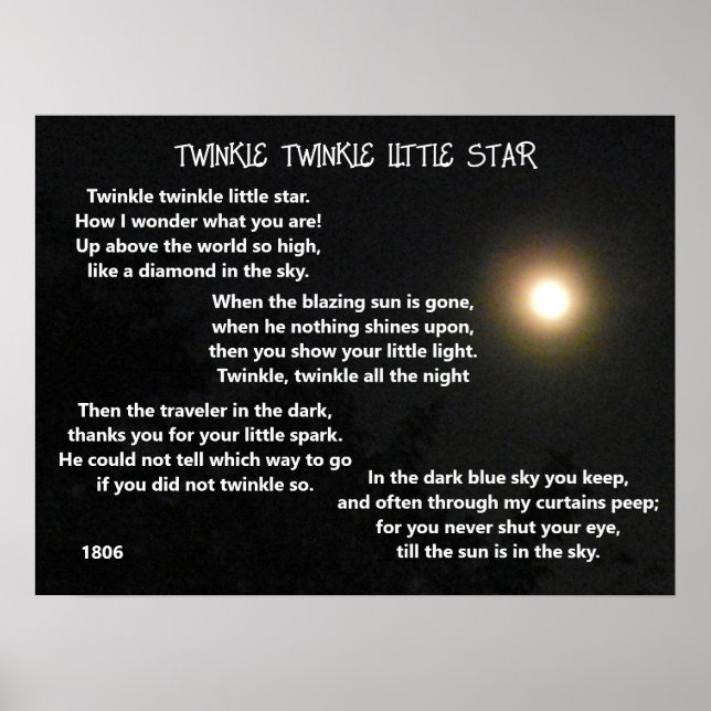 Poster TWINKLE TWINKLE PEQUENO poema STAR (Frente)