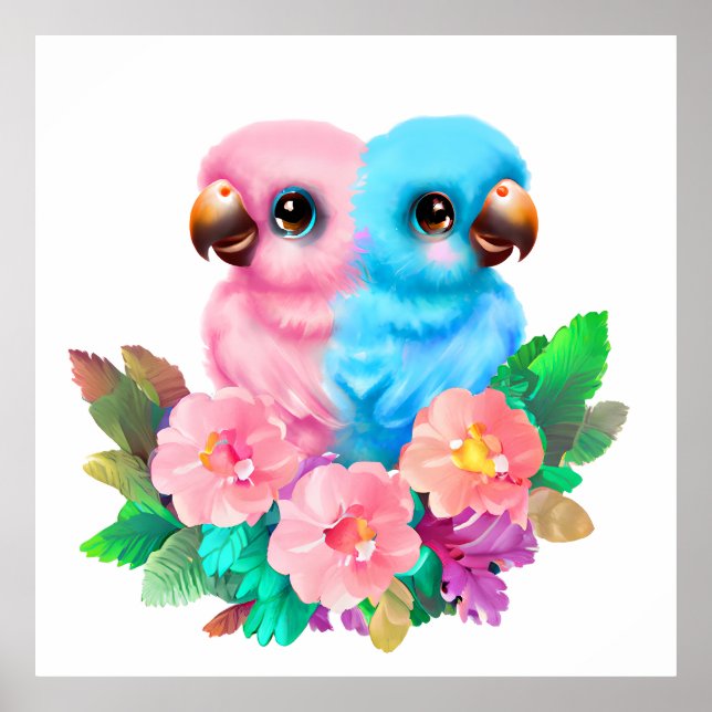 Poster Twins de Papagaio Bebês (Frente)