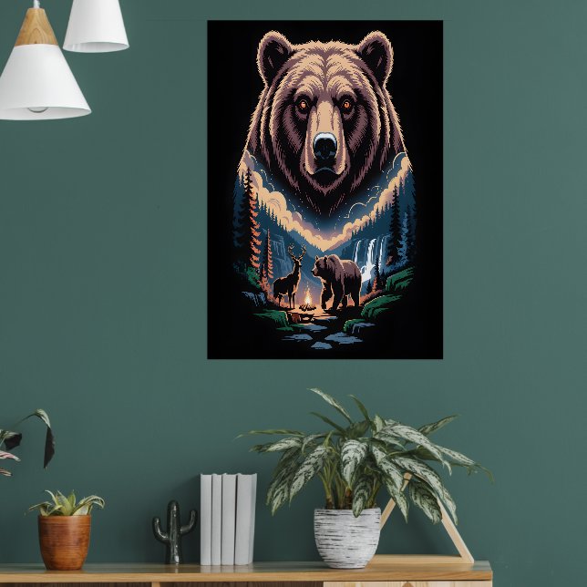 Poster Two bears in the forest dark (Sala de Estar 1)