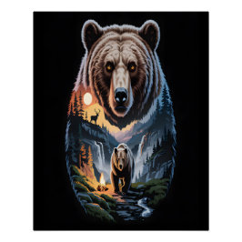 Póster Two bears in the forest dark 2