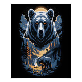 Póster Two bears in the forest dark 3