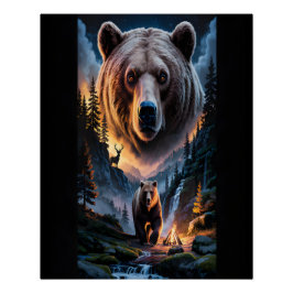 Póster Two bears in the forest dark 6
