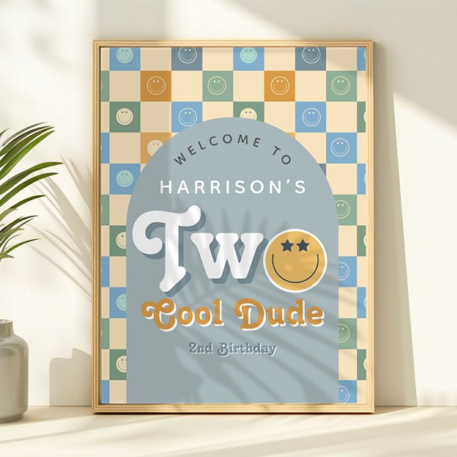 Póster Two Cool Dude Boys 2nd Birthday Welcome Sign (Criador carregado)
