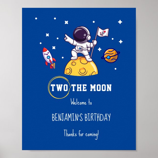 Poster Two The Moon second birthday kids Party (Frente)
