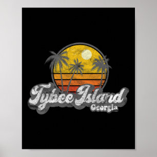 Poster Tybee Island Ga Retro 70's Vintage Surfer Gift