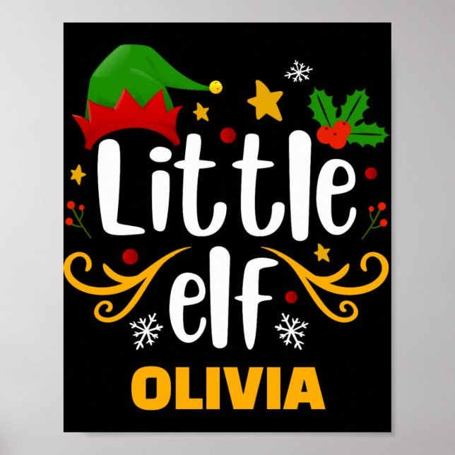 Poster Tygraphy Little Elf Fun Family Matching T Shirt  (Frente)