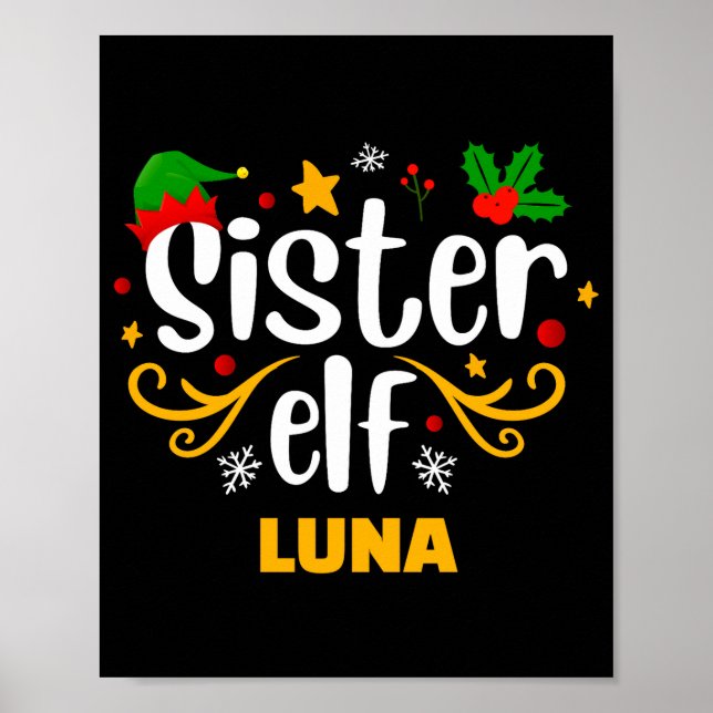 Poster Tygraphy Sister Elf Fun Family Matching  (Frente)
