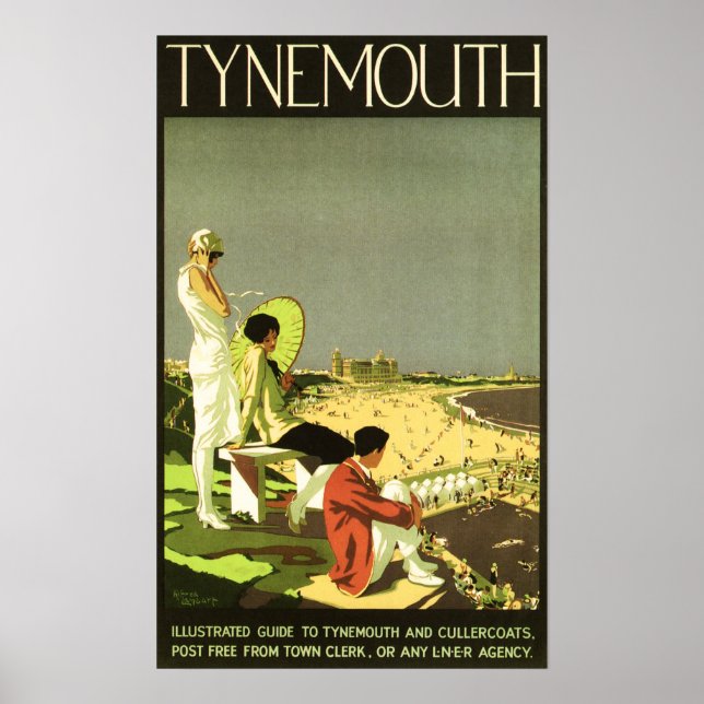 Poster TYNEMOUTH Cullercoats LNER Viagens vintage Ferrovi (Frente)