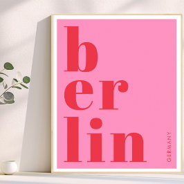 Poster Typografia moderna alemã Berlim rosa vermelho