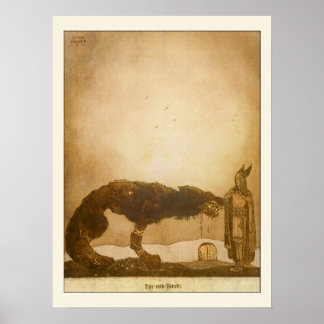 Poster Tyr e Fenrir por John Bauer