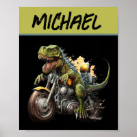 Tyrannosaurus Rex Dinosaur Andando de Moto