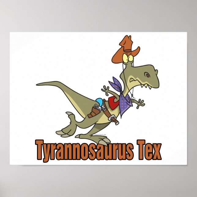 Póster Tyrannosaurus rex tex cowboy dinossauro (Frente)