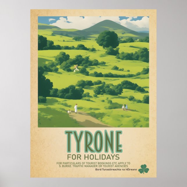 Poster Tyrone Ireland, Retro Irish Viagem Advert (Frente)
