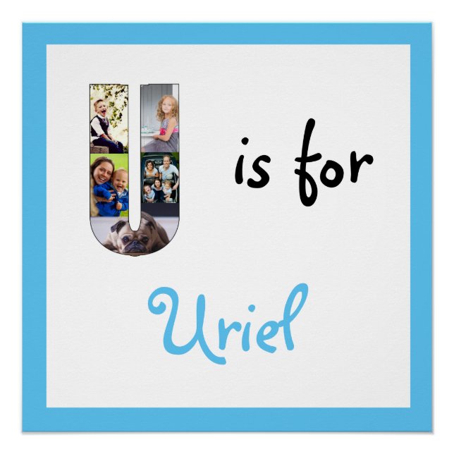 Póster U é para o nome Blue Photo Poster (Frente)