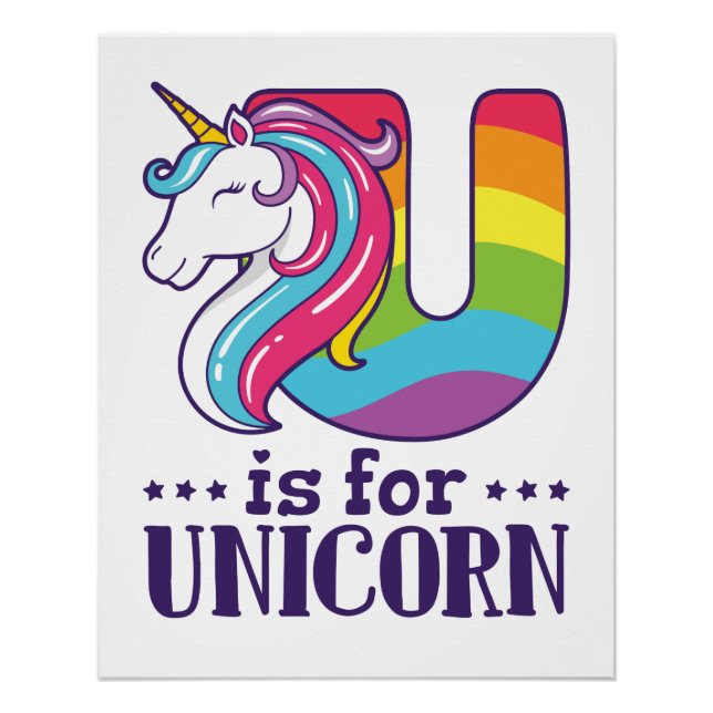Póster U é para Unicorn Alphabet (Frente)