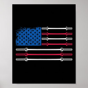 Poster U Flag Weightelevando Barbell Patriotic Love Fitne