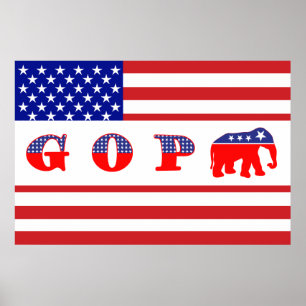 Póster U.S. Bandeira - G O P - elefante