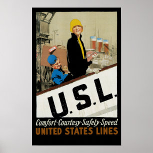 Póster U.S.L. ~ Conforto, Cortesia, Segurança, Velocidad