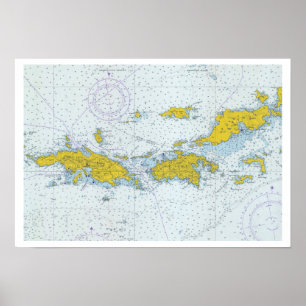 Poster U.S. Mapa náutico da carta de Virgin Islands