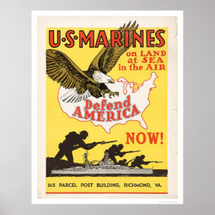Póster U.S. Os fuzileiros navais defendem América