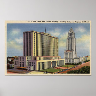 Póster U. S. Post Office, City Hall, & Federal Building