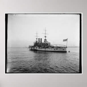 Poster U.S.S. Vintage da navio de guerra c1902 de Alabama