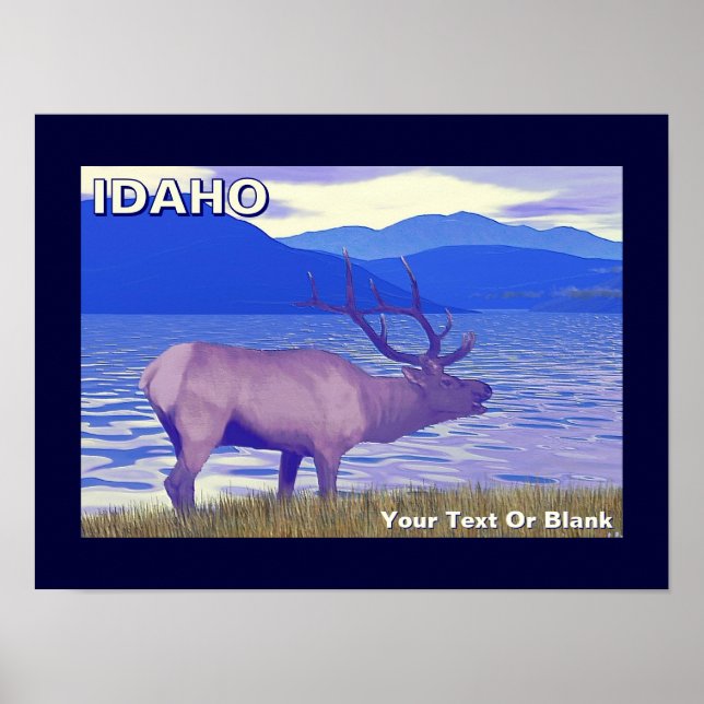 Poster Uapiti (Cervo canadense) junto ao lago (Frente)