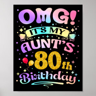 Poster Uau É O 80º Aniversário Da Minha Tia Feliz 80 Anos